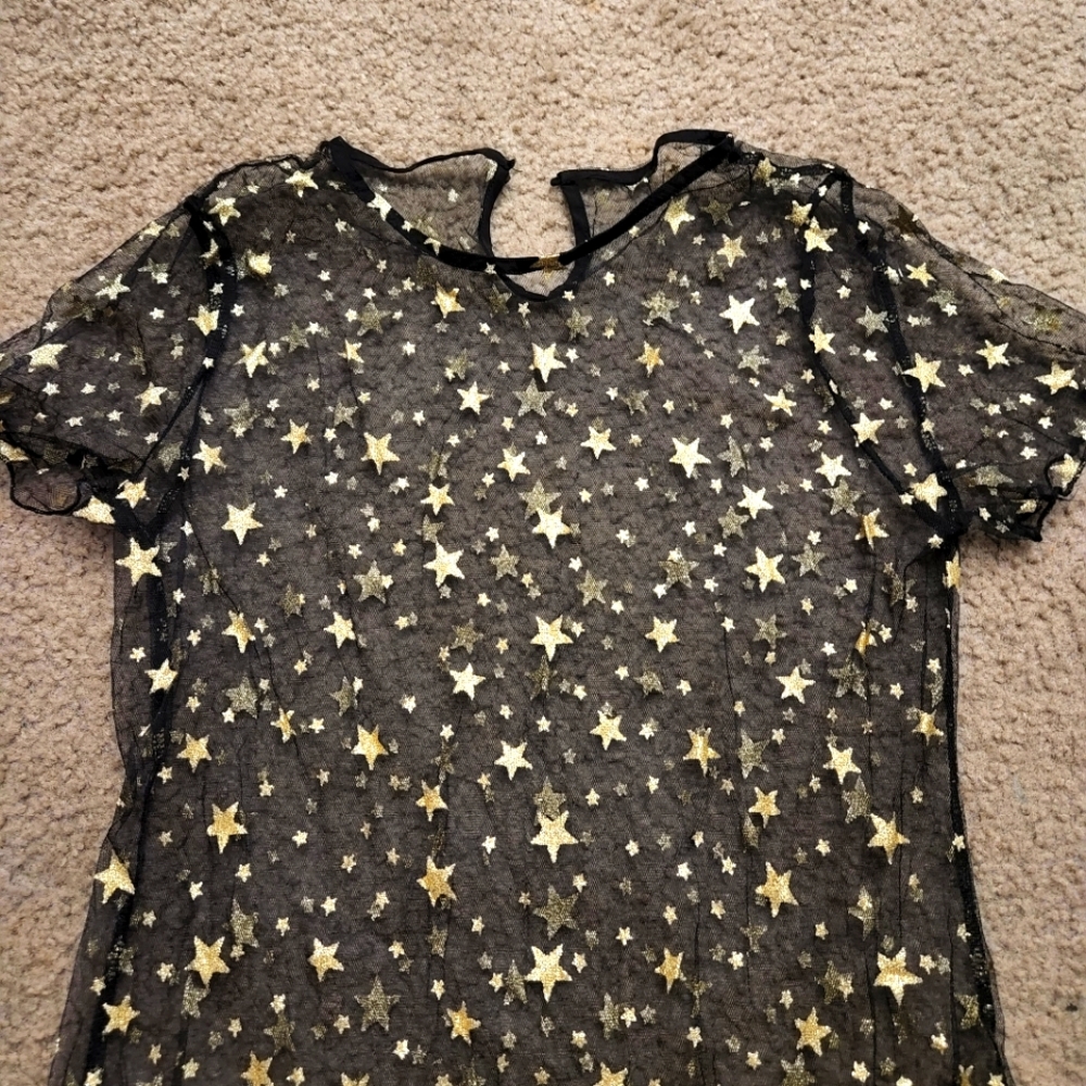 SHEIN, sheer, star covered dress,  sz large